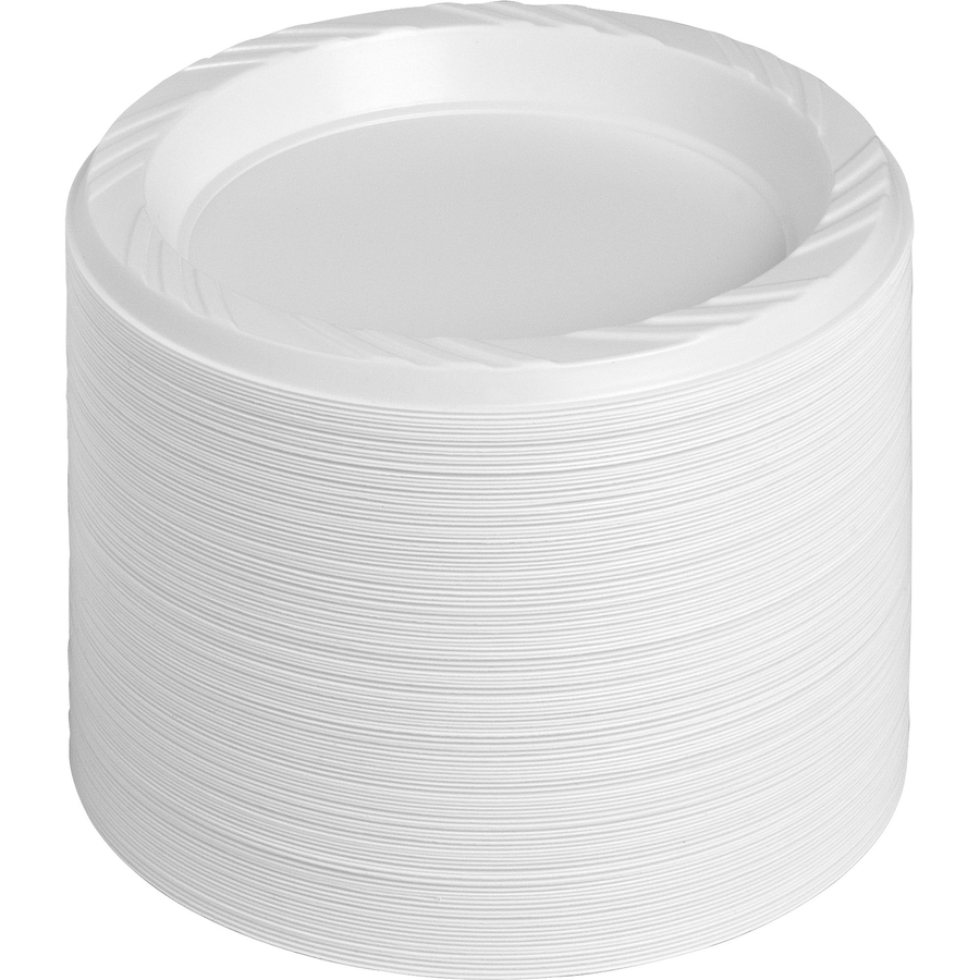 Genuine Joe Reusable Plastic White Plates